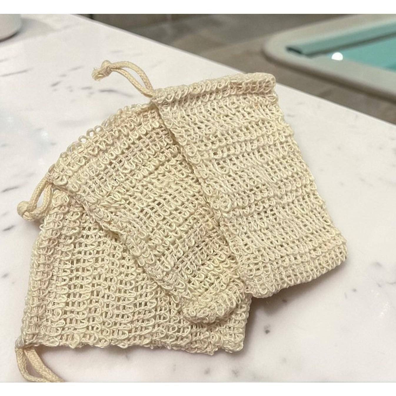 Reusable Sisal Fiber Exfoliating Soap Bar Pouches set of 3