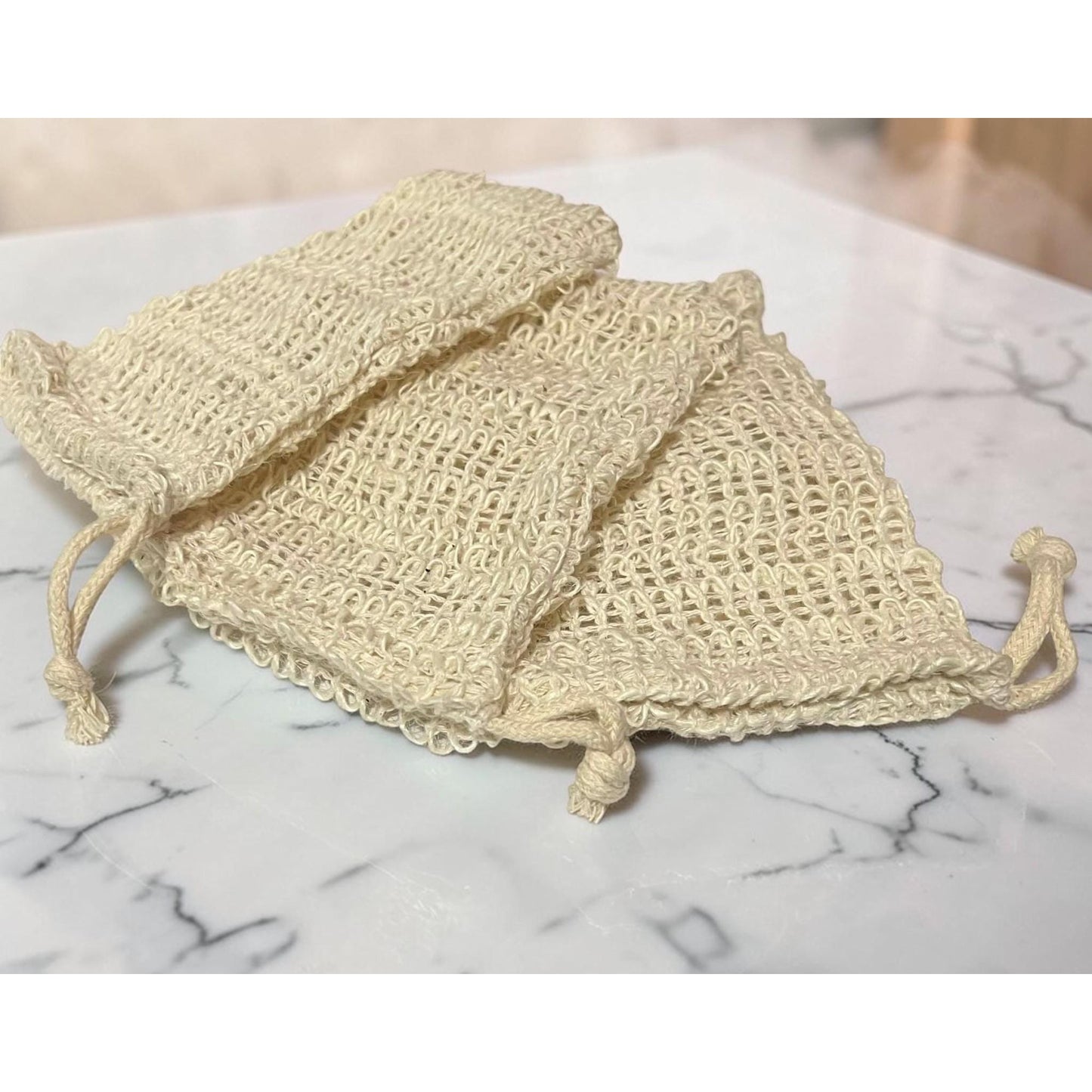 Reusable Sisal Fiber Exfoliating Soap Bar Pouches set of 3